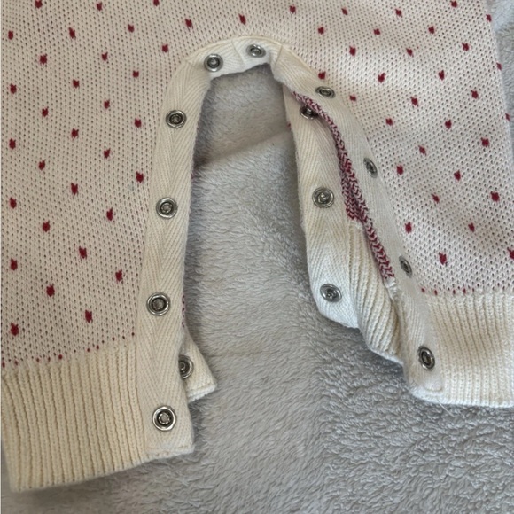 Hanna Andersson White and Red Reindeer Knit Footie 6-12M - Picture 3 of 8